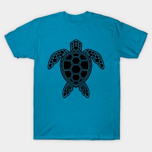 Green Sea Turtle Design - Black T-Shirt